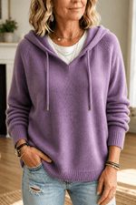 Damen Kapuzenpullover mit Kordelzug und Rippstrick-Struktur