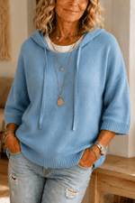 Kapuzenpullover mit Kordelzug und Strickstruktur für Damen