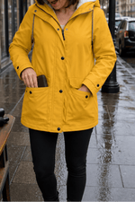 Wasserdichte Kapuzenjacke mit Plüschfutter für Damen