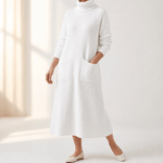 Velara Rollkragen Strickkleid Damen Übergrösse mit Taschen im Maxi-Schnitt