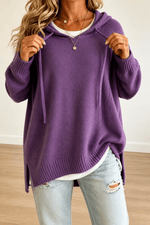 Oversize Kapuzen-Strickpullover mit Kordelzug für Damen