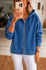 Damen Kapuzenjacke mit Reissverschluss und Waschoptik