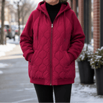 Kapuzen-Steppjacke mit Colorblock-Nähten und Wattierung für Damen
