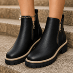 Damen Plateau-Stiefeletten mit Blockabsatz und Seitreissverschluss
