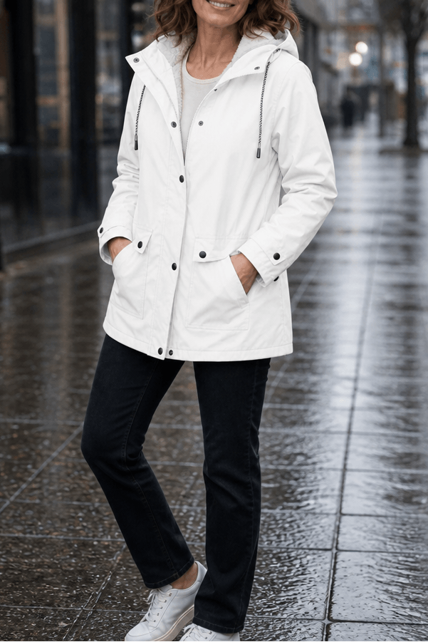 Wasserdichte Kapuzenjacke mit Plüschfutter für Damen