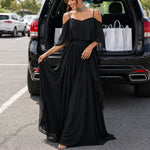 Kaltschulter Maxikleid mit Wickeloptik und Chiffon-Cape für Damen