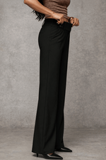 Weites Damen-Businesshose mit hoher Taille und Bundfalte