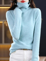 Damen Rollkragen Wollpullover aus Feinstrick mit Merinowolle