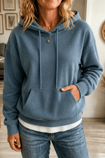 Geripptes Kapuzensweatshirt in Cord-Optik mit Kängurutasche