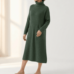Velara Rollkragen Strickkleid Damen Übergrösse mit Taschen im Maxi-Schnitt