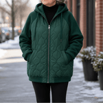 Kapuzen-Steppjacke mit Colorblock-Nähten und Wattierung für Damen
