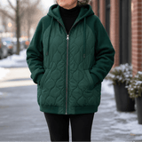 Kapuzen-Steppjacke mit Colorblock-Nähten und Wattierung für Damen