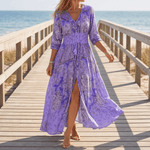 Fliessendes Boho-Maxikleid mit Blumendruck und V-Ausschnitt