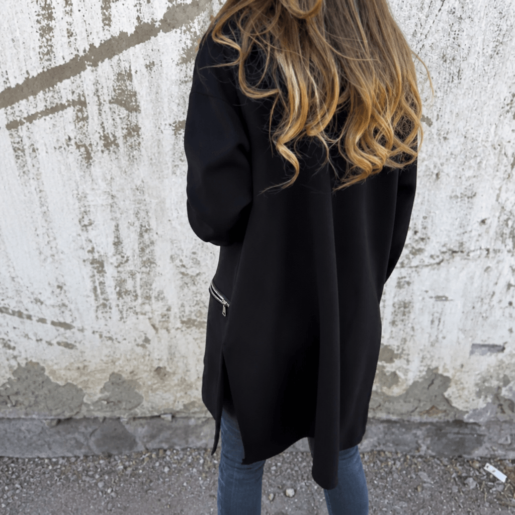 Longline Kapuzenjacke mit Reissverschluss und Taschen