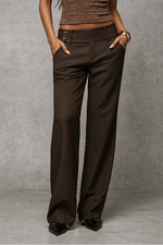 Weites Damen-Businesshose mit hoher Taille und Bundfalte