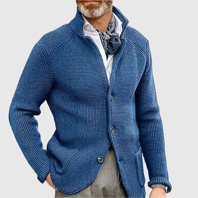 Daniel Strickjacke Herren Pullover mit Stehkragen und Knopfleiste