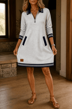 Damen Sweatkleid mit Kragen und Reissverschluss am Ausschnitt