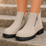 Damen Plateau-Stiefeletten mit Blockabsatz und Seitreissverschluss