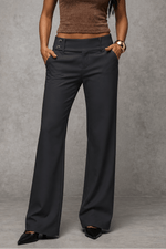 Weites Damen-Businesshose mit hoher Taille und Bundfalte