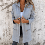 Longline Kapuzenjacke mit Reissverschluss und Taschen
