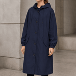 Kapuzen-Midi-Trenchcoat für Damen aus Baumwollmischung mit Kordelzug in der Taille