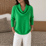 Draveline Wasserfallkragen Strickpullover für Damen aus Polyester-Elasthan