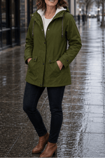 Wasserdichte Kapuzenjacke mit Plüschfutter für Damen