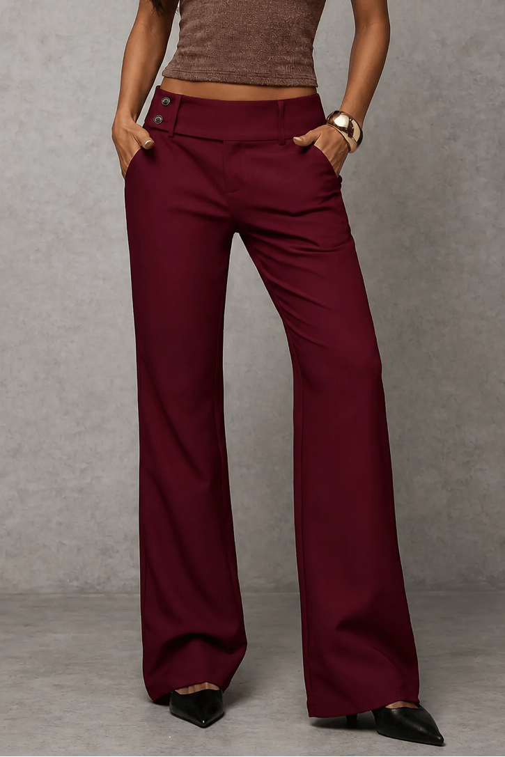 Weites Damen-Businesshose mit hoher Taille und Bundfalte