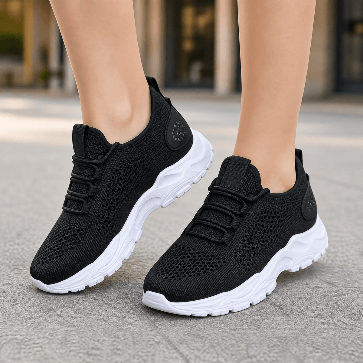 Bequeme Damen Sneaker aus atmungsaktivem Strick mit Slip-On Design