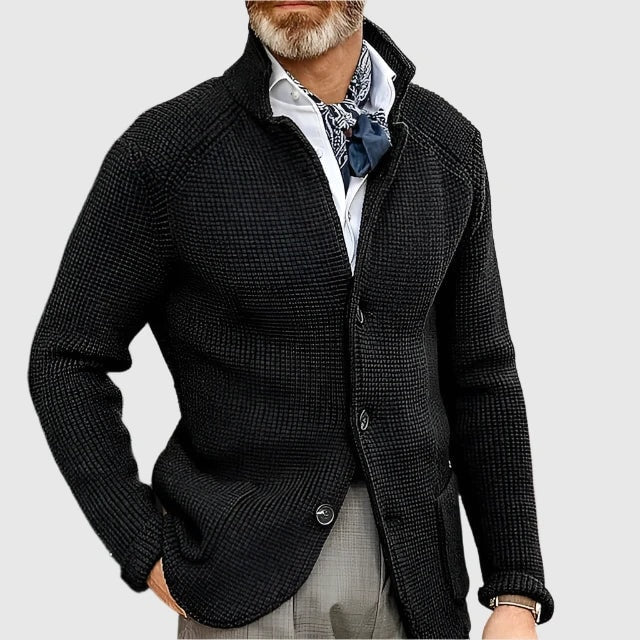 Daniel Strickjacke Herren Pullover mit Stehkragen und Knopfleiste