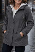Wasserdichte Kapuzenjacke mit Plüschfutter für Damen