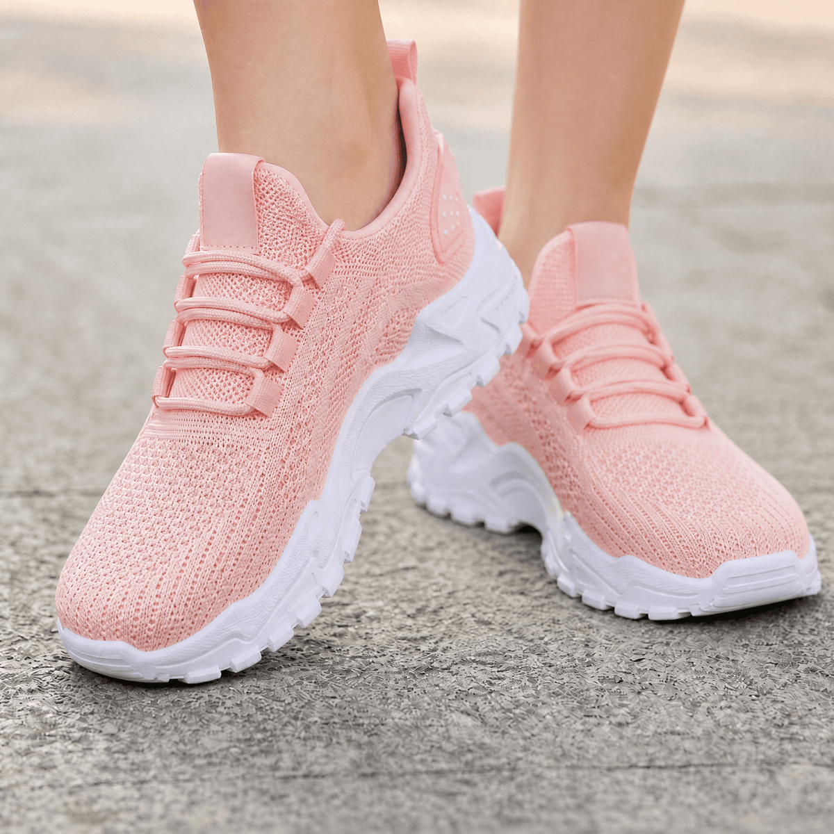 Bequeme Damen Sneaker aus atmungsaktivem Strick mit Slip-On Design
