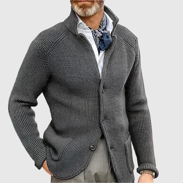 Daniel Strickjacke Herren Pullover mit Stehkragen und Knopfleiste