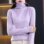 Damen Rollkragen Wollpullover aus Feinstrick mit Merinowolle