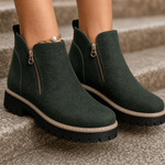 Damen Plateau-Stiefeletten mit Blockabsatz und Seitreissverschluss