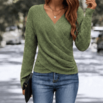 Wickel-Strickshirt mit V-Ausschnitt für Damen aus Feinstrick