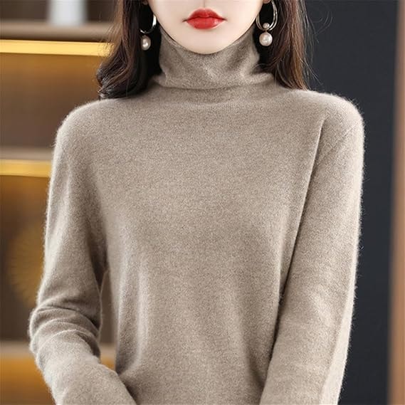 Damen Rollkragen Wollpullover aus Feinstrick mit Merinowolle