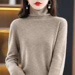 Damen Rollkragen Wollpullover aus Feinstrick mit Merinowolle