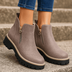 Damen Plateau-Stiefeletten mit Blockabsatz und Seitreissverschluss