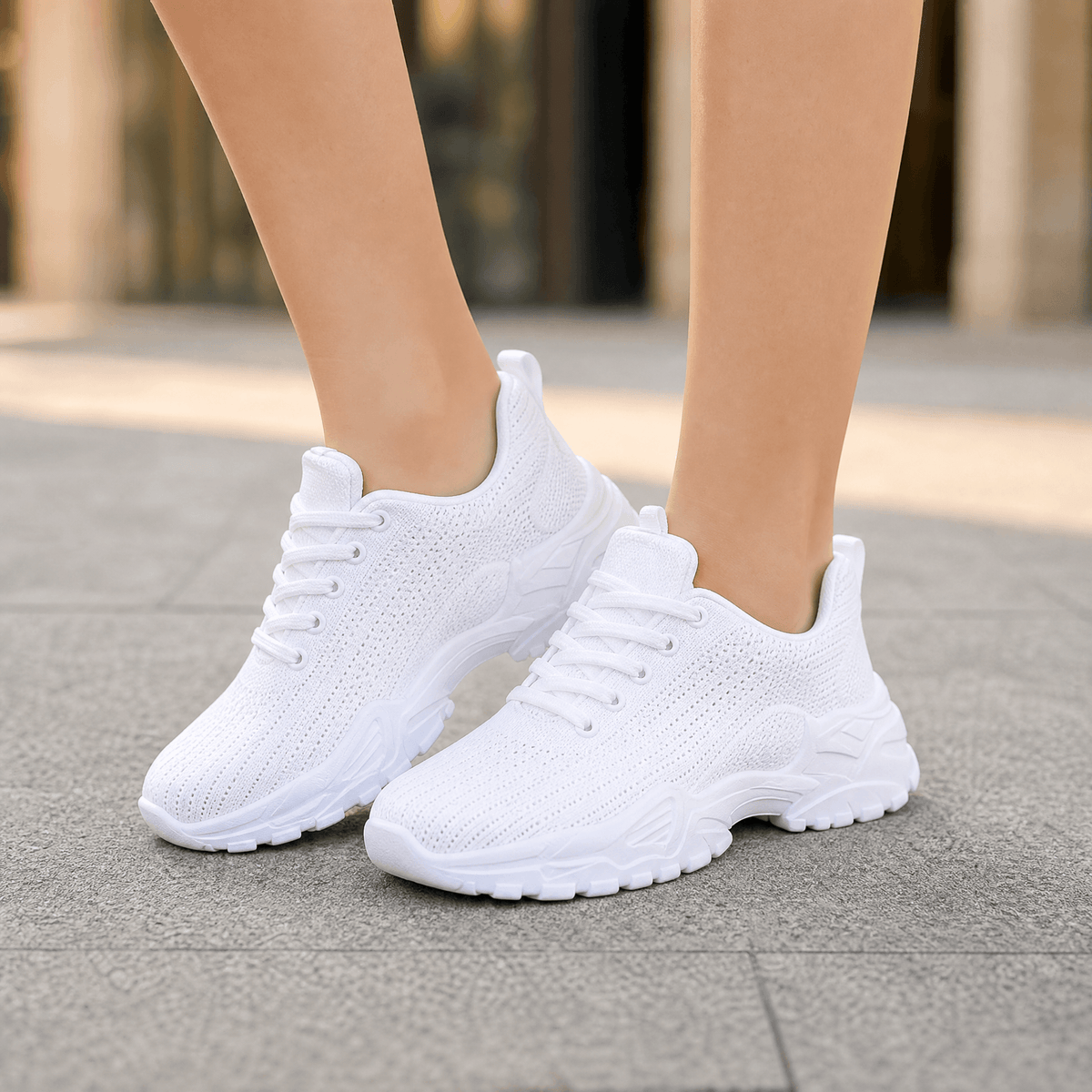 Bequeme Damen Sneaker aus atmungsaktivem Strick mit Slip-On Design