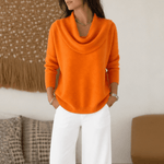 Draveline Wasserfallkragen Strickpullover für Damen aus Polyester-Elasthan