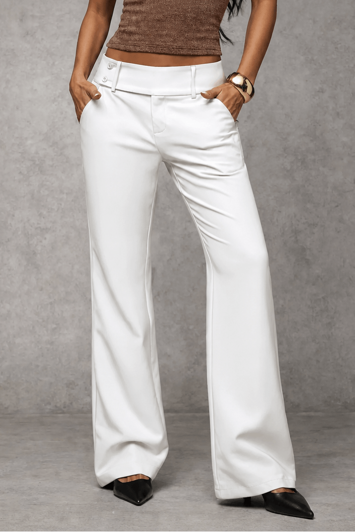 Weites Damen-Businesshose mit hoher Taille und Bundfalte