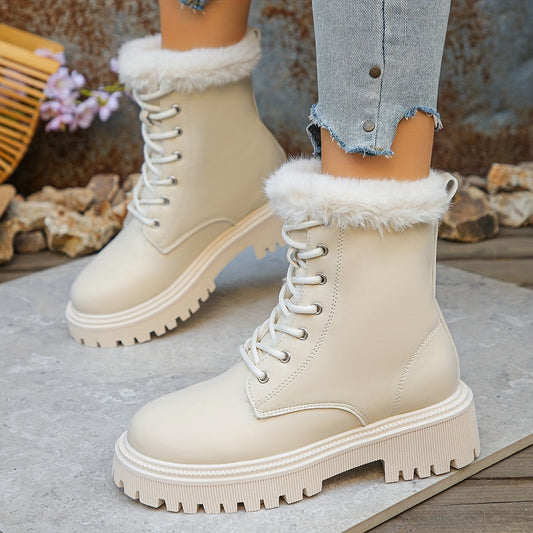 Winterstiefel für Damen mit Kunstfellbesatz und Profilsohle