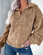 Damen Fleece-Pullover mit Stehkragen und Struktur-Optik