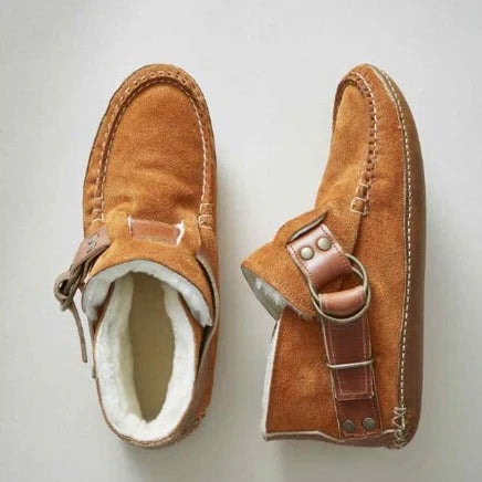 Tova Damen Stiefeletten aus Wildleder-Imitat mit Kunstfell-Futter und Schnalle