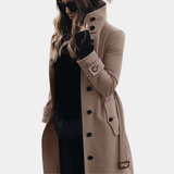 Taillierter Trenchcoat für Damen mit Gürtel Sturmklappe und gestepptem Futter