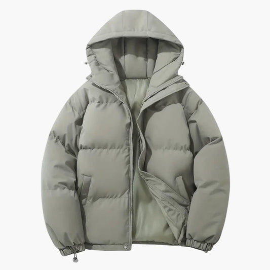 Warme Damen-Winterjacke mit Kapuze Reissverschluss und Kordelzugsaum