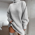 Sephira Oversized Rollkragen Longpullover für Damen mit Rippstrick
