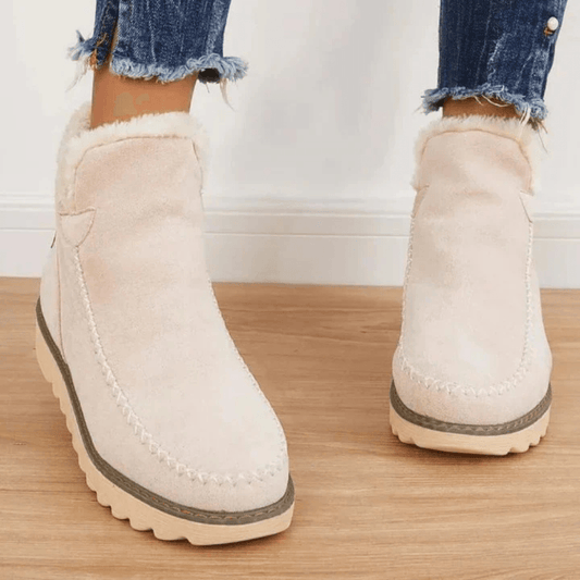 Gefütterte Winterstiefeletten mit Fellkragen für Damen