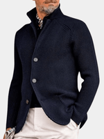Daniel Strickjacke Herren Pullover mit Stehkragen und Knopfleiste